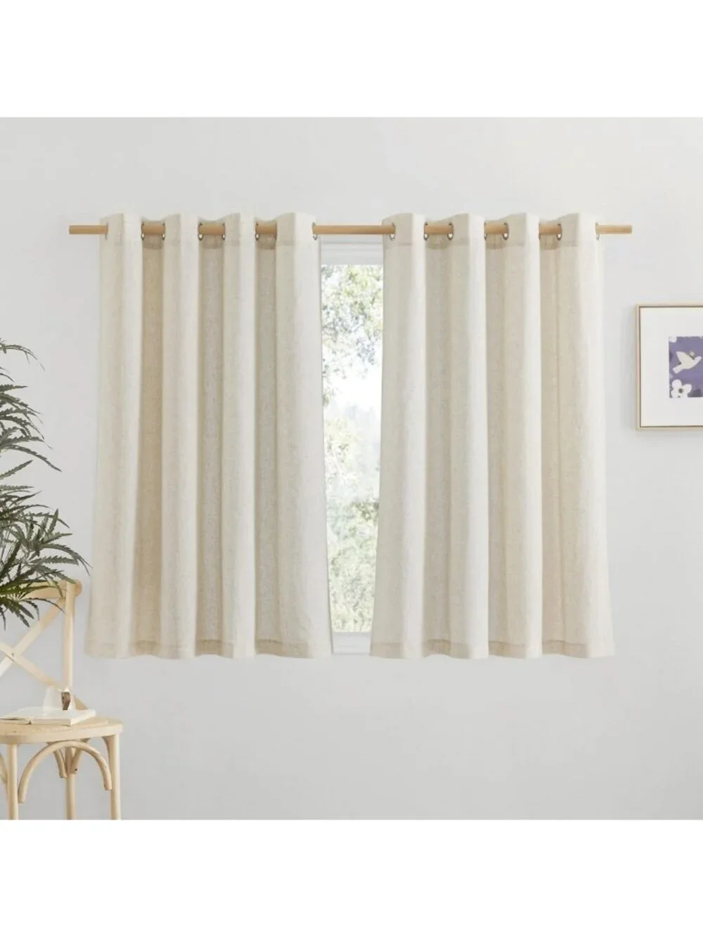 Natural Linen Cafe Curtains - 45